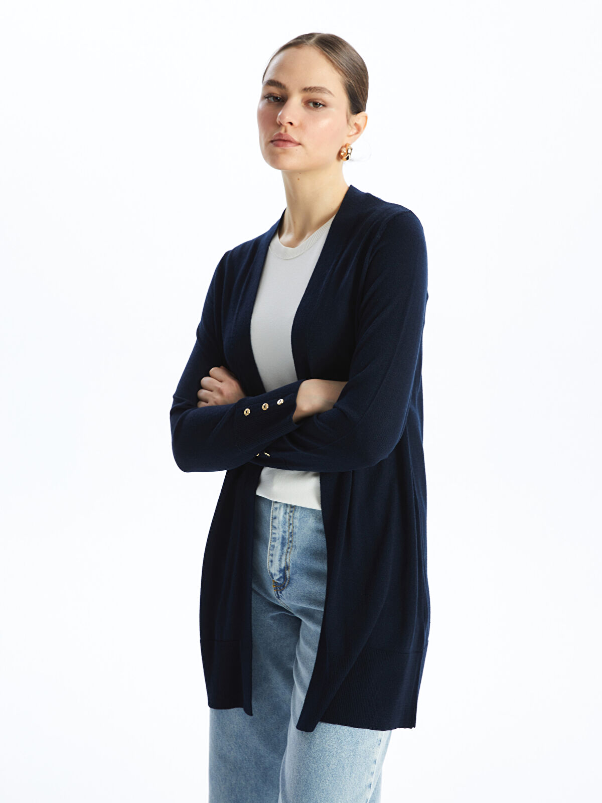 veste à frange en laine pour femme sans manches longues